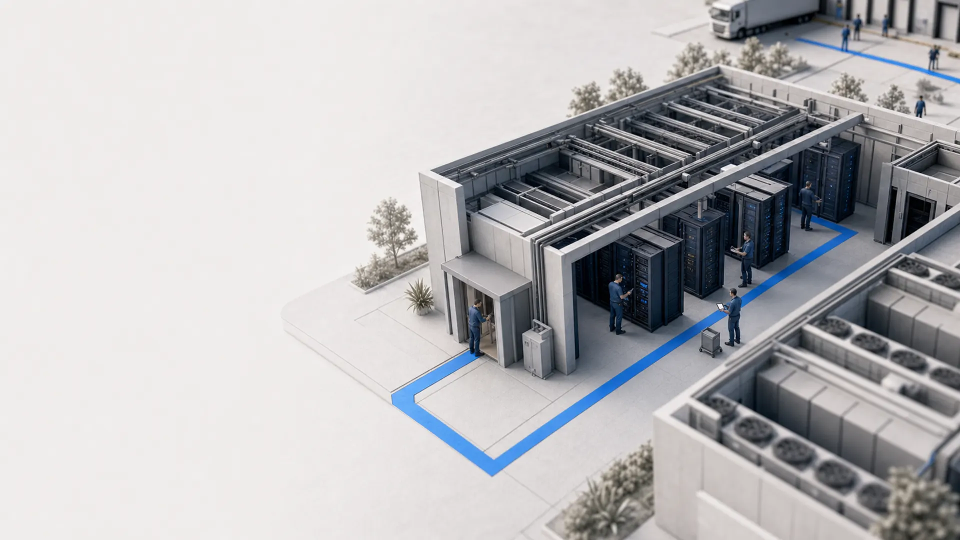 Data center modular com racks corporativos
