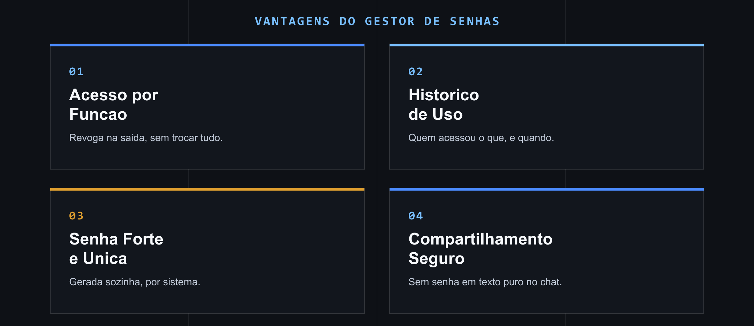 As quatro vantagens de centralizar o controle de credenciais num gerenciador de senhas corporativo