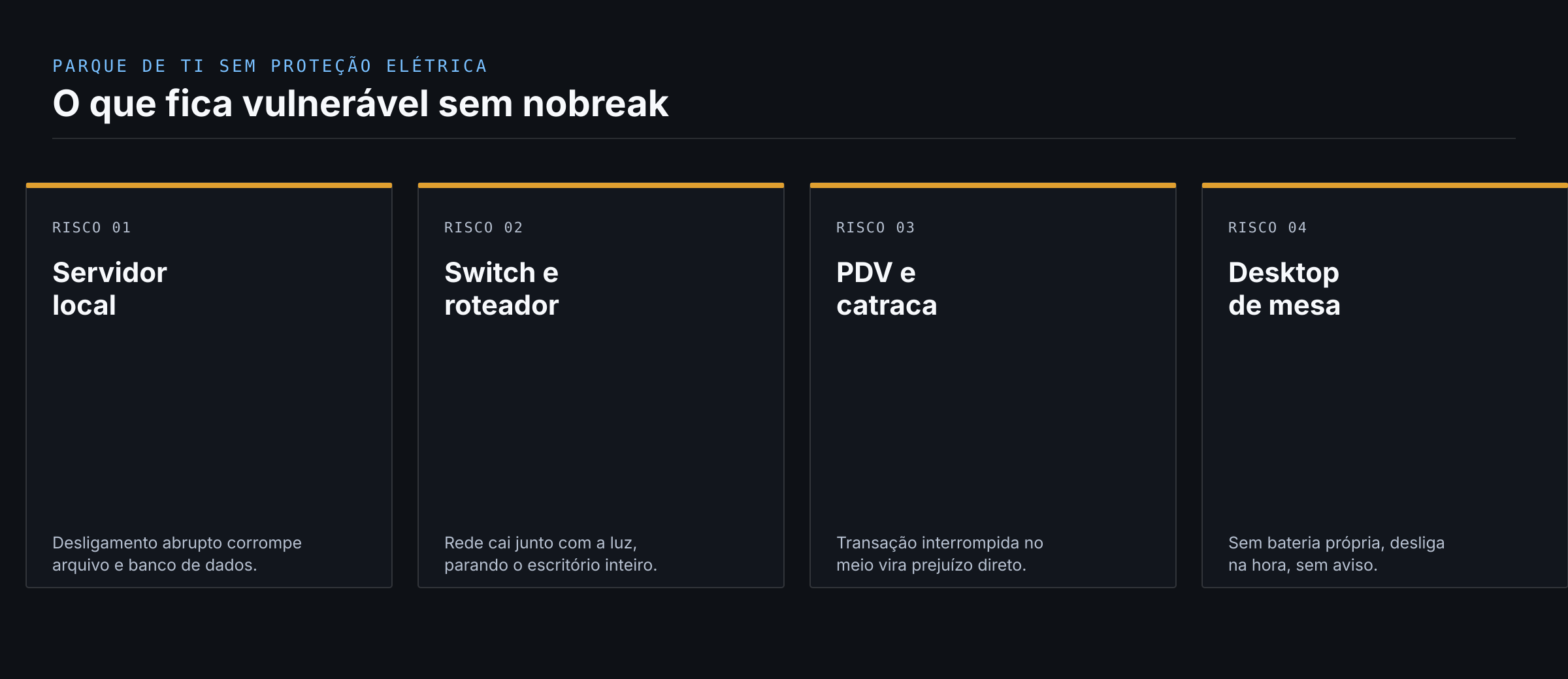 4 riscos de operar o parque de TI sem nobreak
