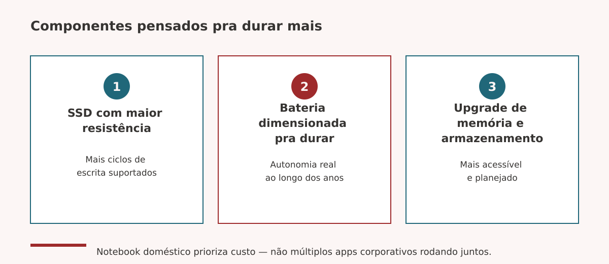 Componentes de um notebook empresarial pensados pra durar mais