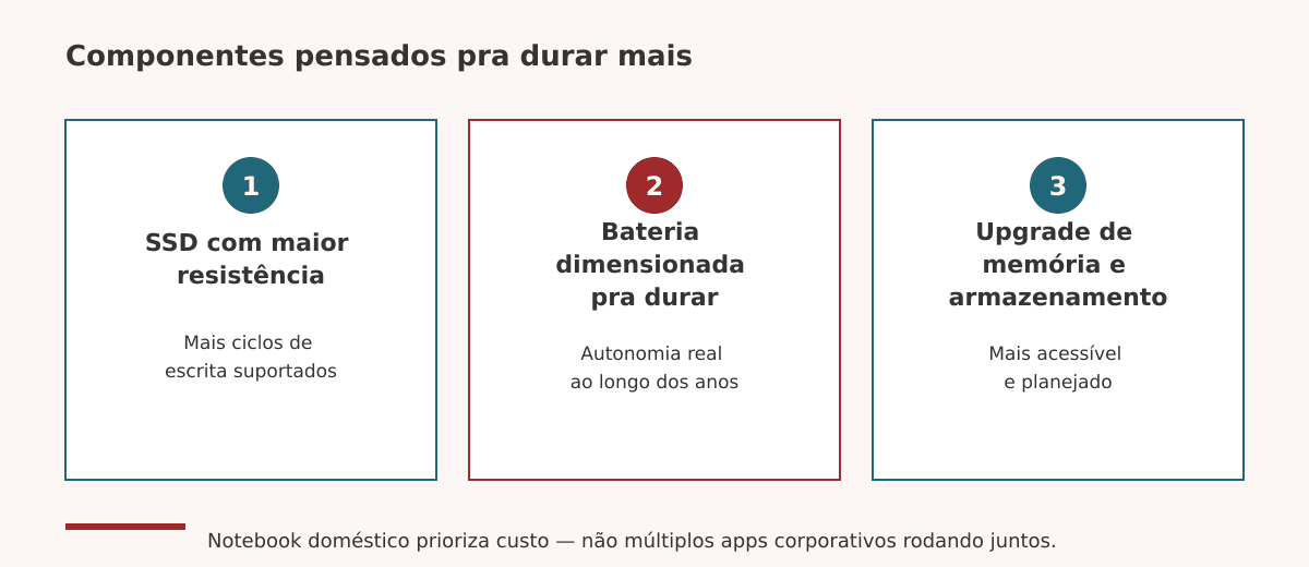 Componentes de um notebook empresarial pensados pra durar mais